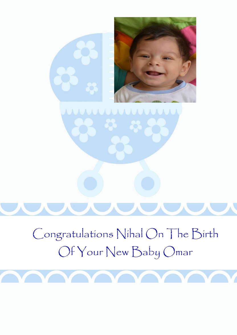 New Baby Boy Pram Card Front - card made with Crafty Bob's Card Creator
