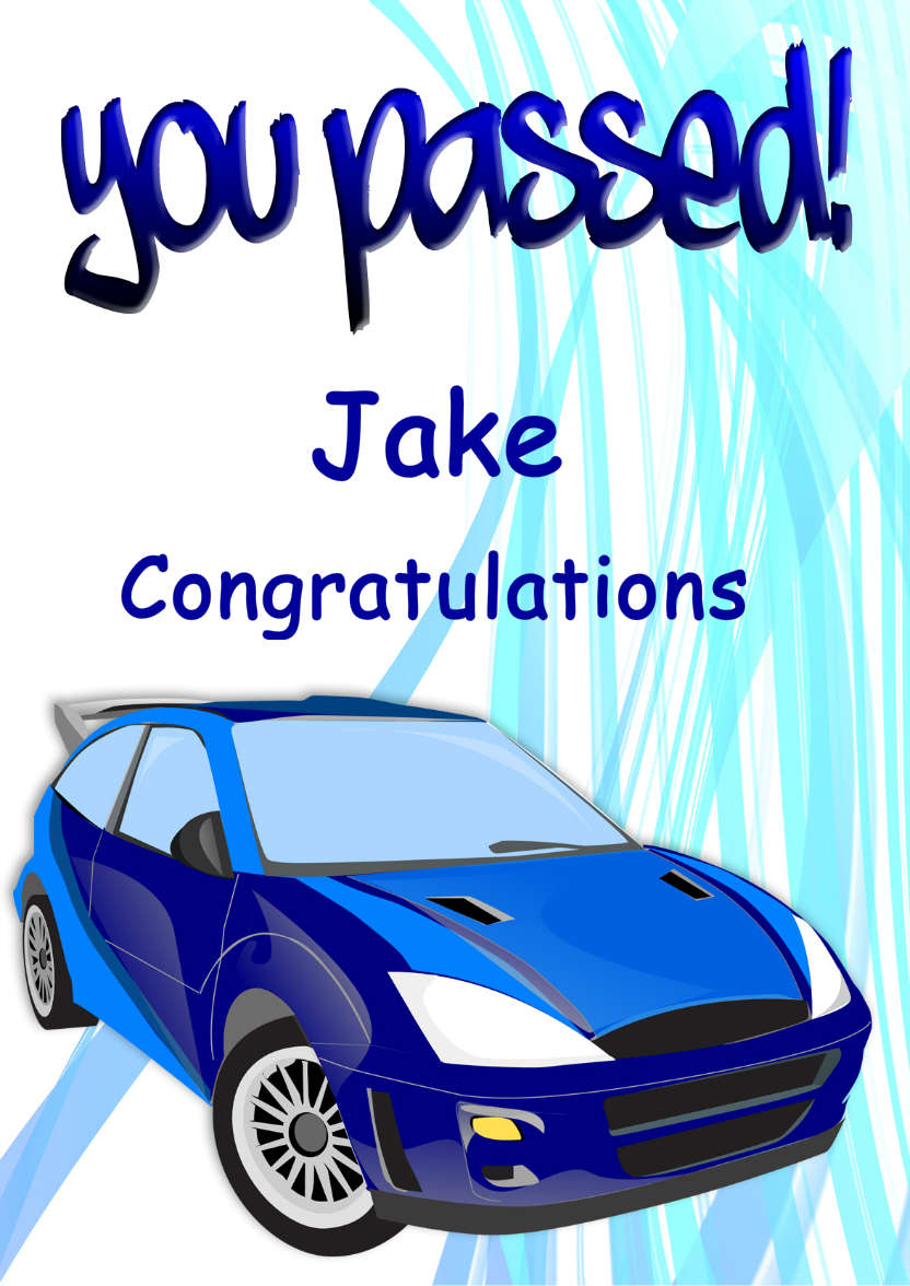 You Passed! Blue - card made with Crafty Bob's Card Creator
