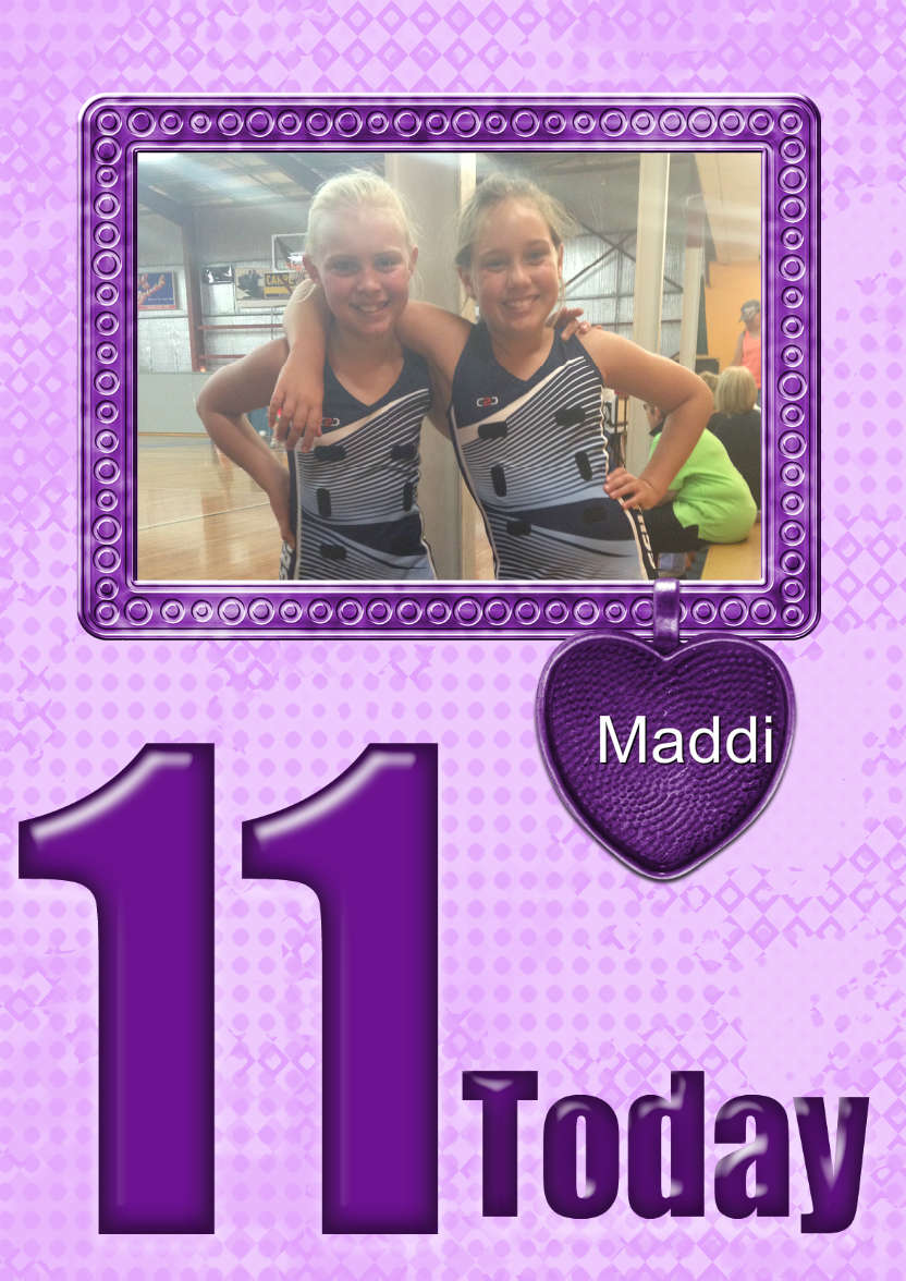 Age 11 Birthday Photo Card Girls - card made with Crafty Bob's Card Creator