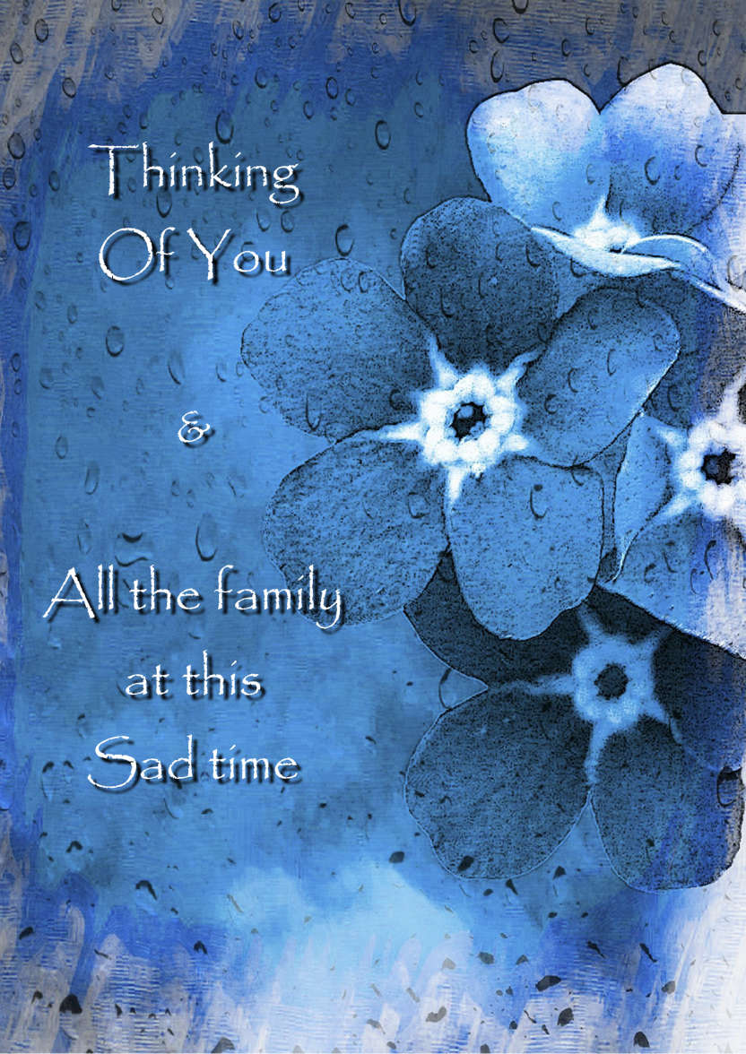 Blue Flowers in the Rain Thinking of You/sympathy Card - card made with Crafty Bob's Card Creator