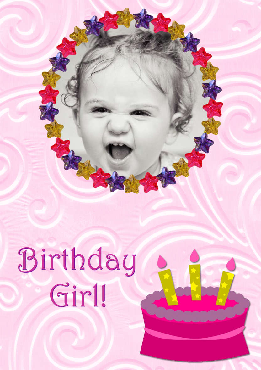 Star Frame Birthday Girl - card made with Crafty Bob's Card Creator