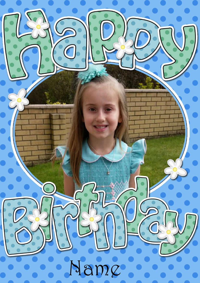 Birthday Dots & Flowers Photo Upload Card - card made with Crafty Bob's Card Creator