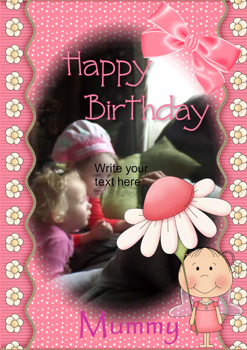 Cute Birthday Girl - card made with Crafty Bob's Card Creator