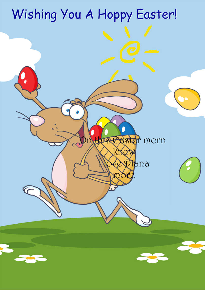 Easter Bunny Cartoon Card Front - card made with Crafty Bob's Card Creator