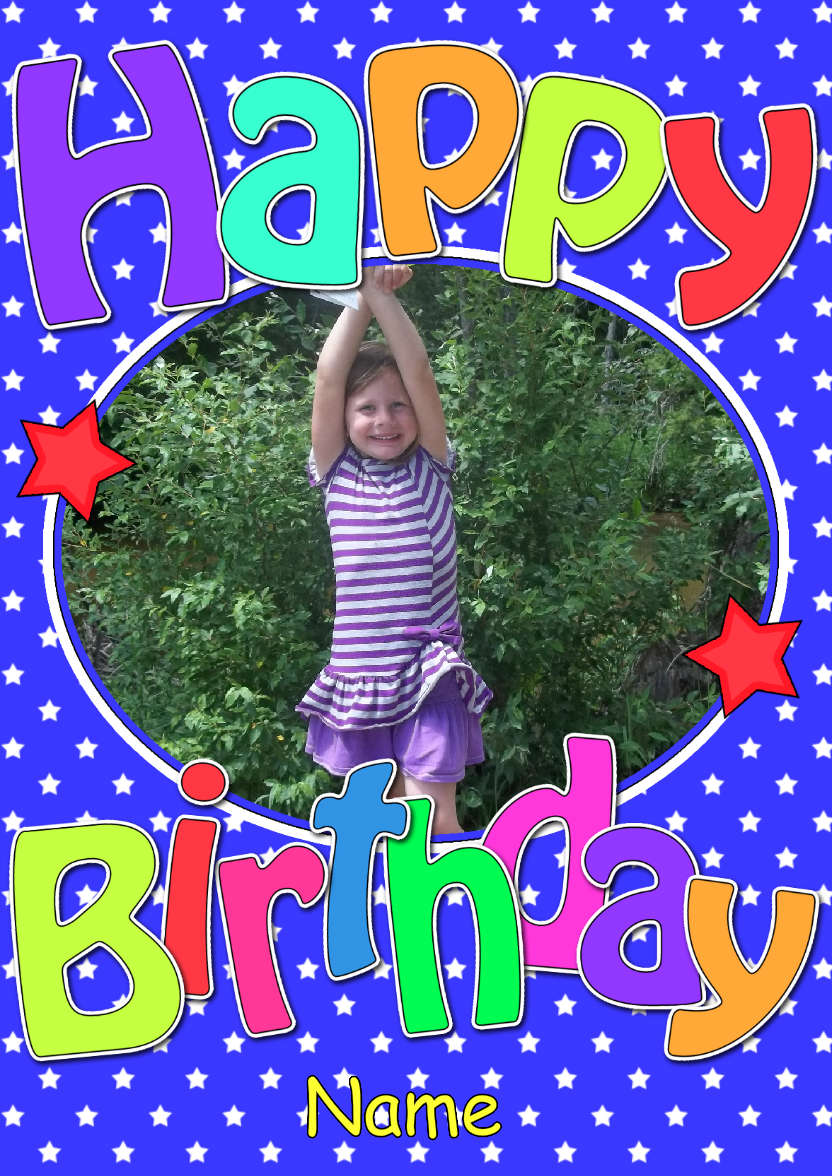 Birthday Stars Photo Upload Card - card made with Crafty Bob's Card Creator