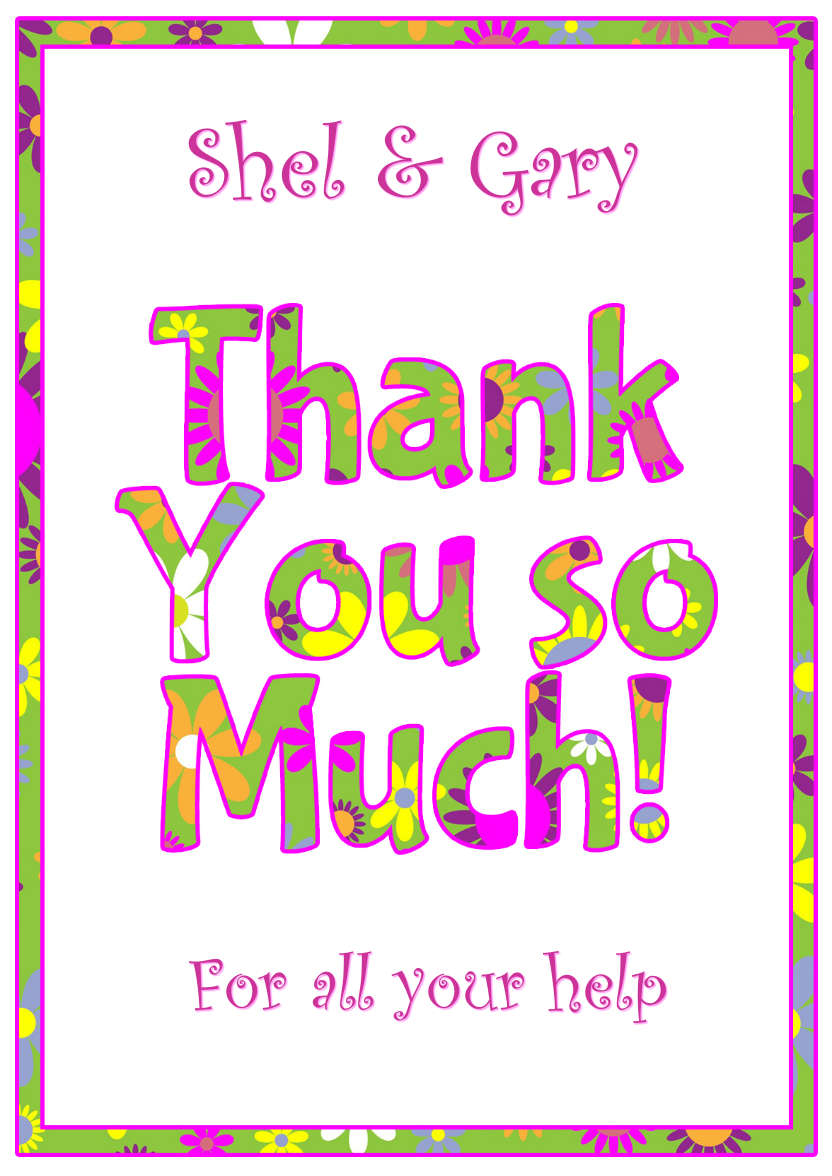 Thank You Floral Word Art Card Front - card made with Crafty Bob's Card Creator