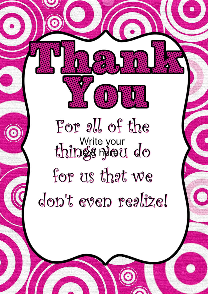 Retro Circles Thank You Card Front Pink - card made with Crafty Bob's Card Creator