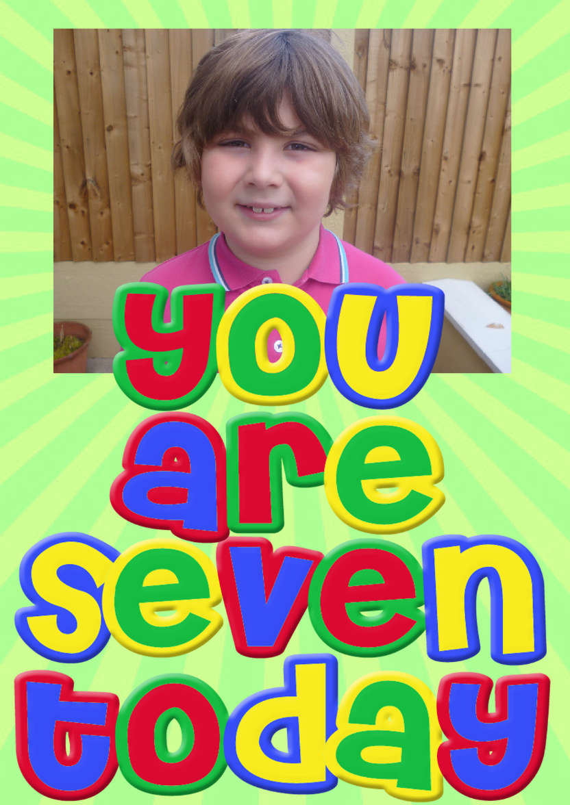 You Are Seven Boys Birthday Card - card made with Crafty Bob's Card Creator