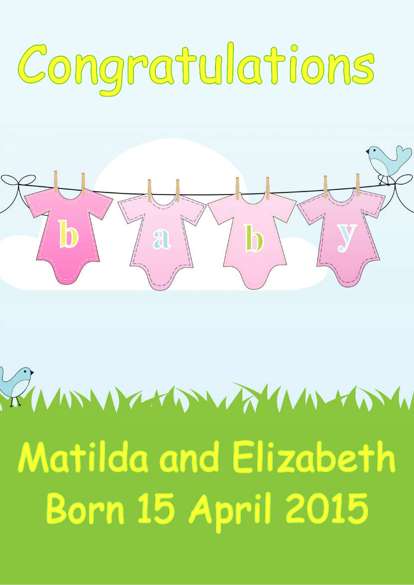 Washing Line New Baby Girl - card made with Crafty Bob's Card Creator