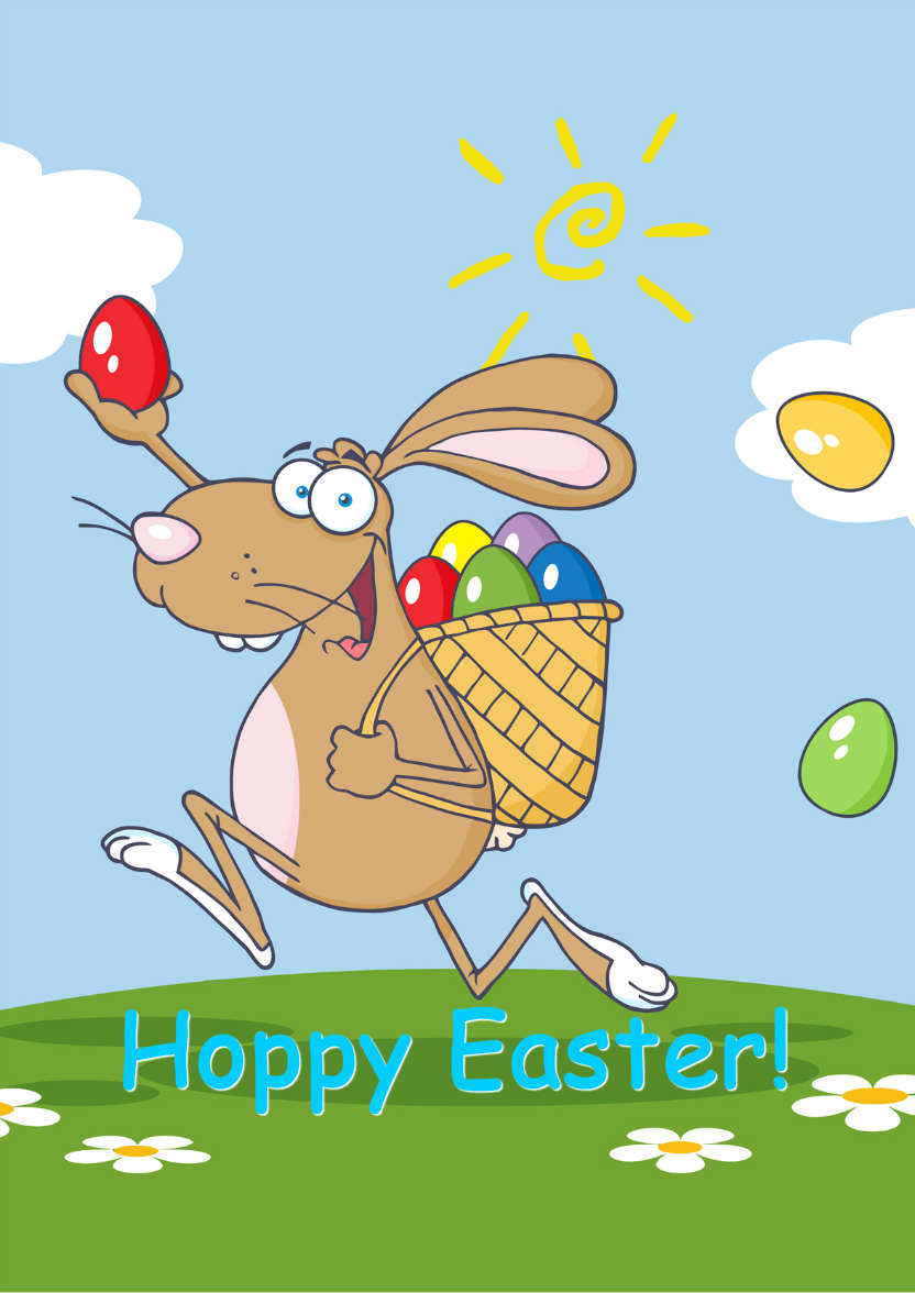 Easter Bunny Cartoon Card Front - card made with Crafty Bob's Card Creator