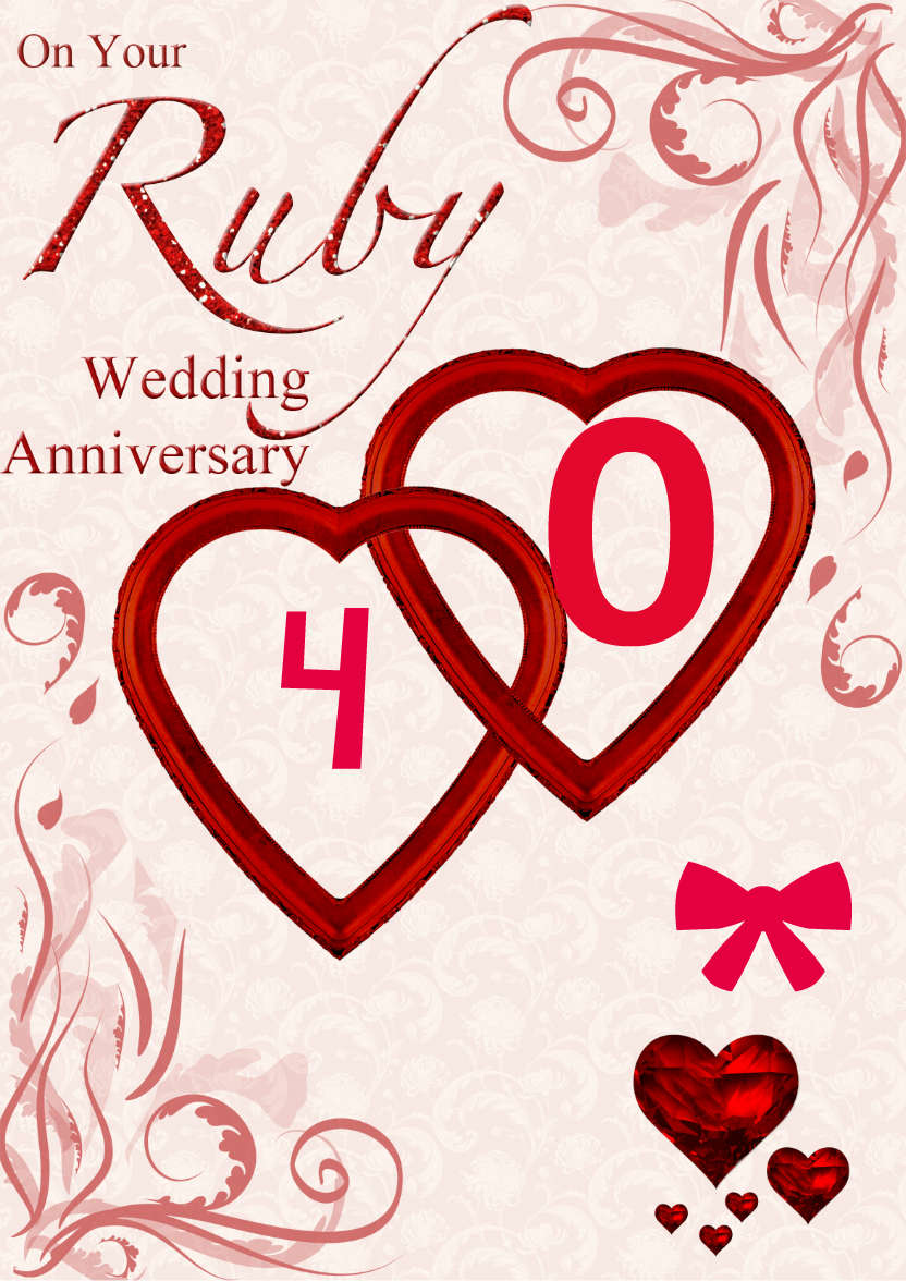 Ruby Wedding Anniversary Hearts Entwined Card - card made with Crafty Bob's Card Creator