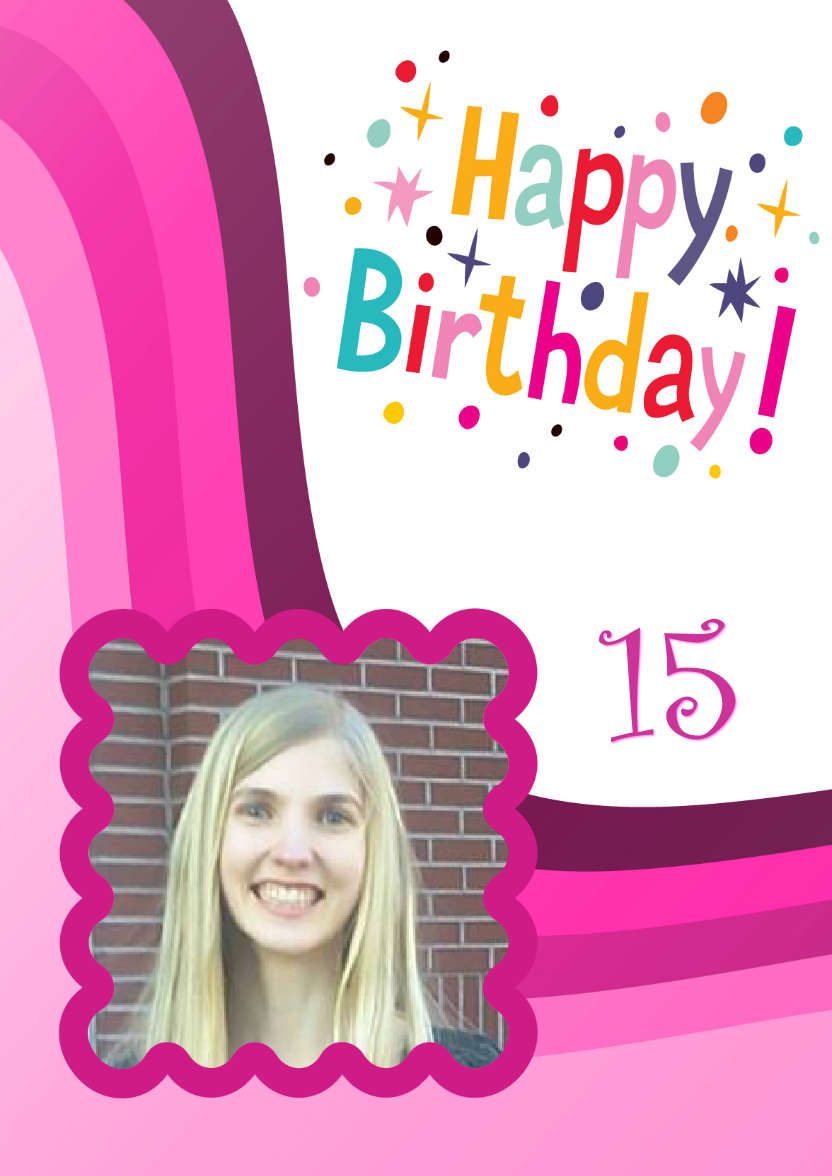 Pink Birthday Wave Card Front - card made with Crafty Bob's Card Creator