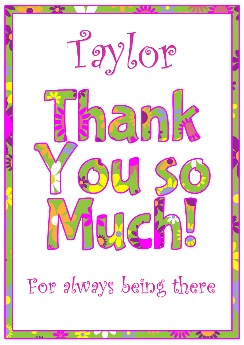 Thank You Floral Word Art Card Front - card made with Crafty Bob's Card Creator