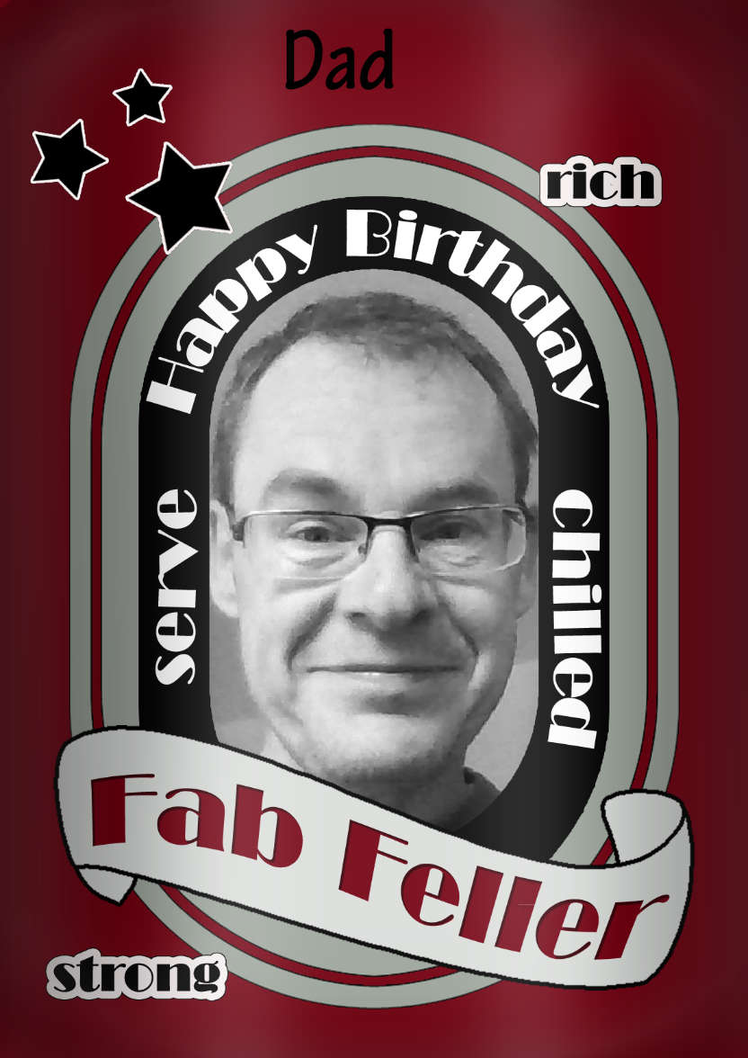 Fab Feller Beer Can Birthday Photo Upload Card - card made with Crafty Bob's Card Creator