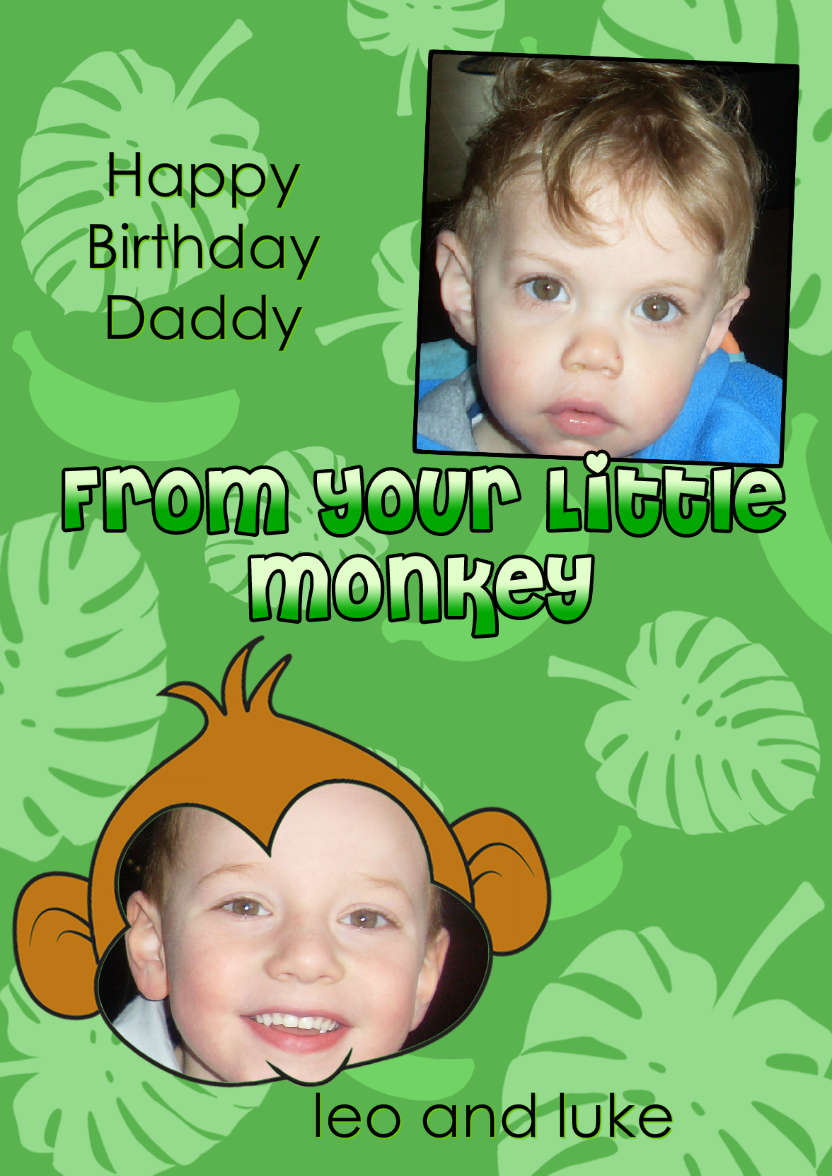 Little Monkey Photo Card - card made with Crafty Bob's Card Creator