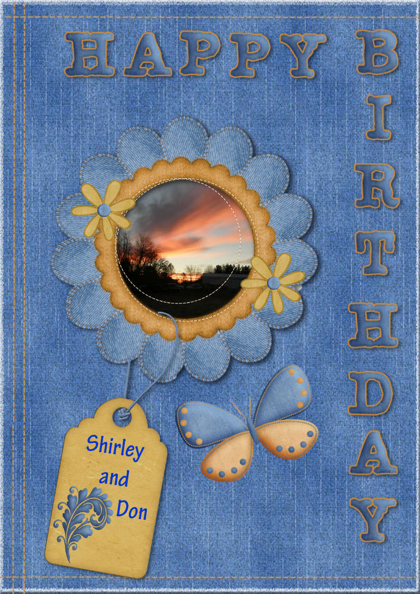 Birthday Denim - card made with Crafty Bob's Card Creator