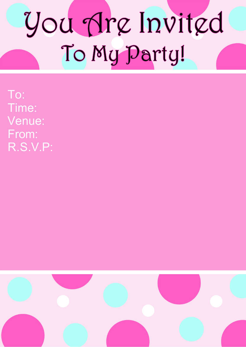 Bright and Funky Dots Invitation Pink - card made with Crafty Bob's Card Creator