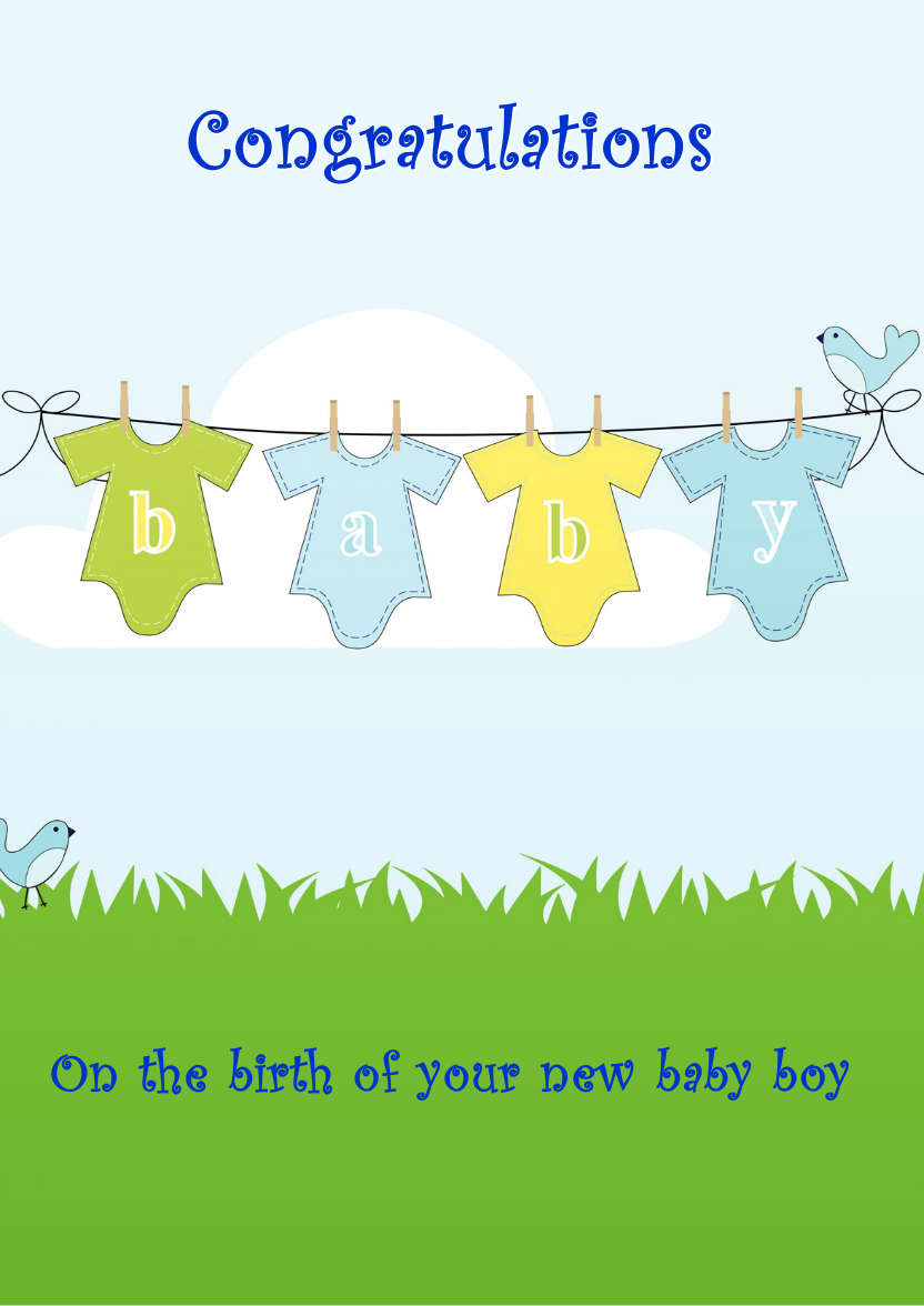 Washing Line New Baby Boy - card made with Crafty Bob's Card Creator