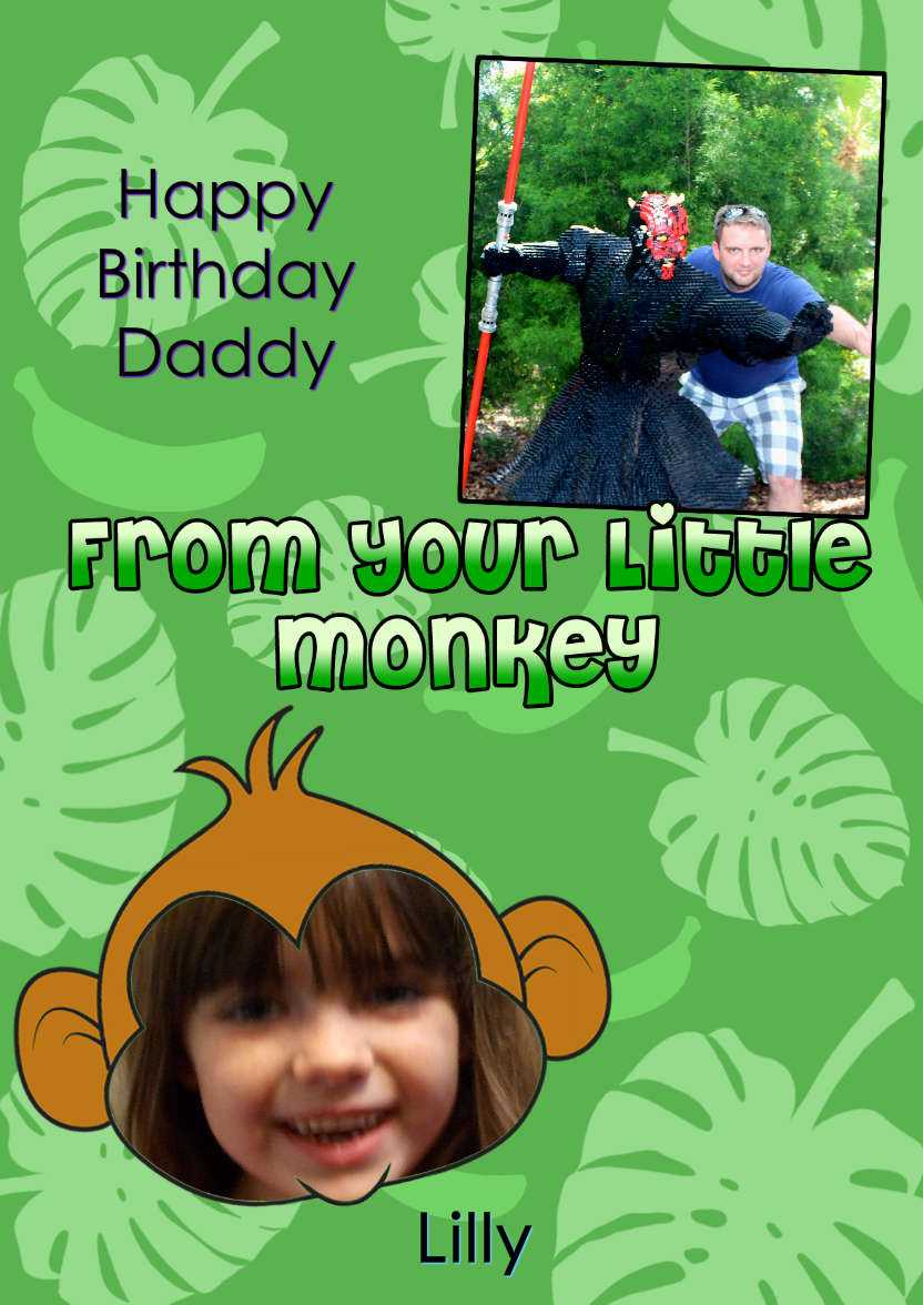 Little Monkey Photo Card - card made with Crafty Bob's Card Creator