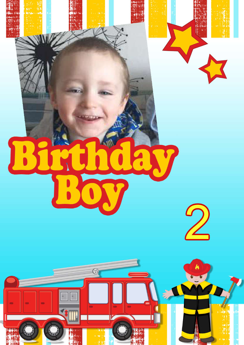 Fire Fighter Birthday Photo Card - card made with Crafty Bob's Card Creator