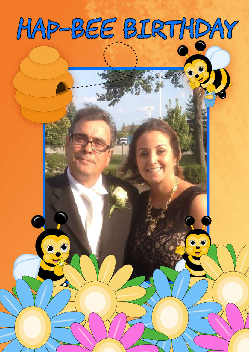 Bee Birthday Card Your Photo Here - card made with Crafty Bob's Card Creator
