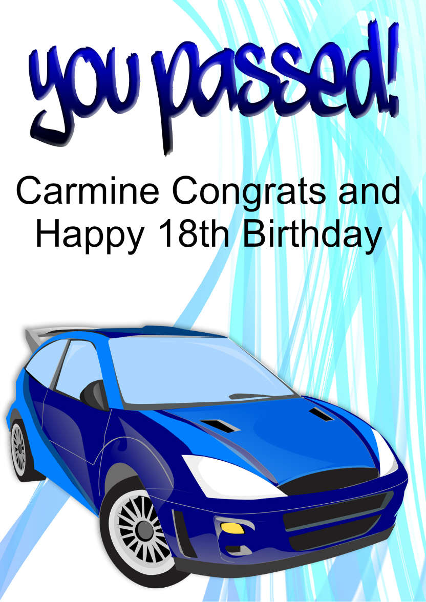 You Passed! Blue - card made with Crafty Bob's Card Creator