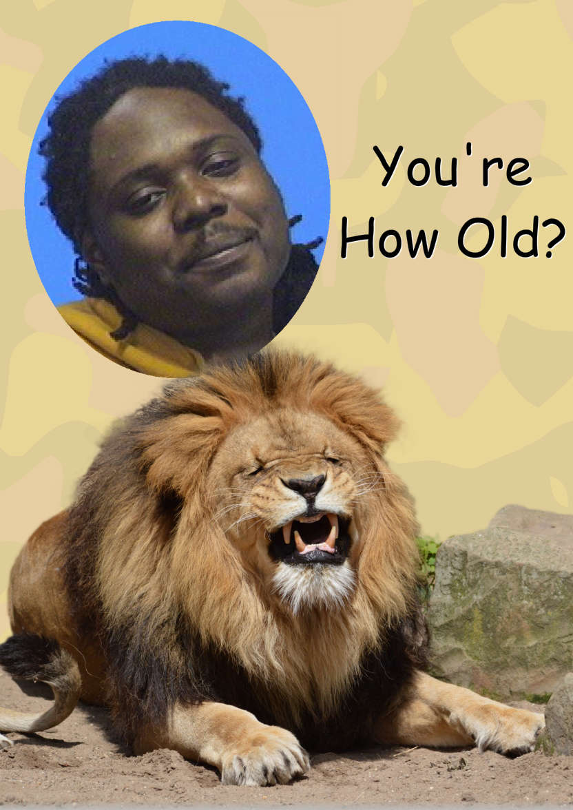 Laughing Lion Photo Card - card made with Crafty Bob's Card Creator