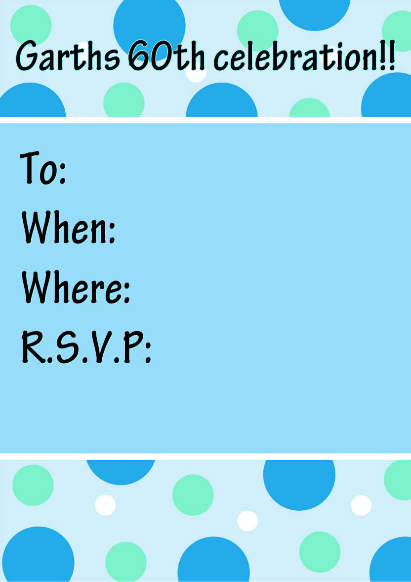 Bright and Funky Dots Invitation Blue - card made with Crafty Bob's Card Creator