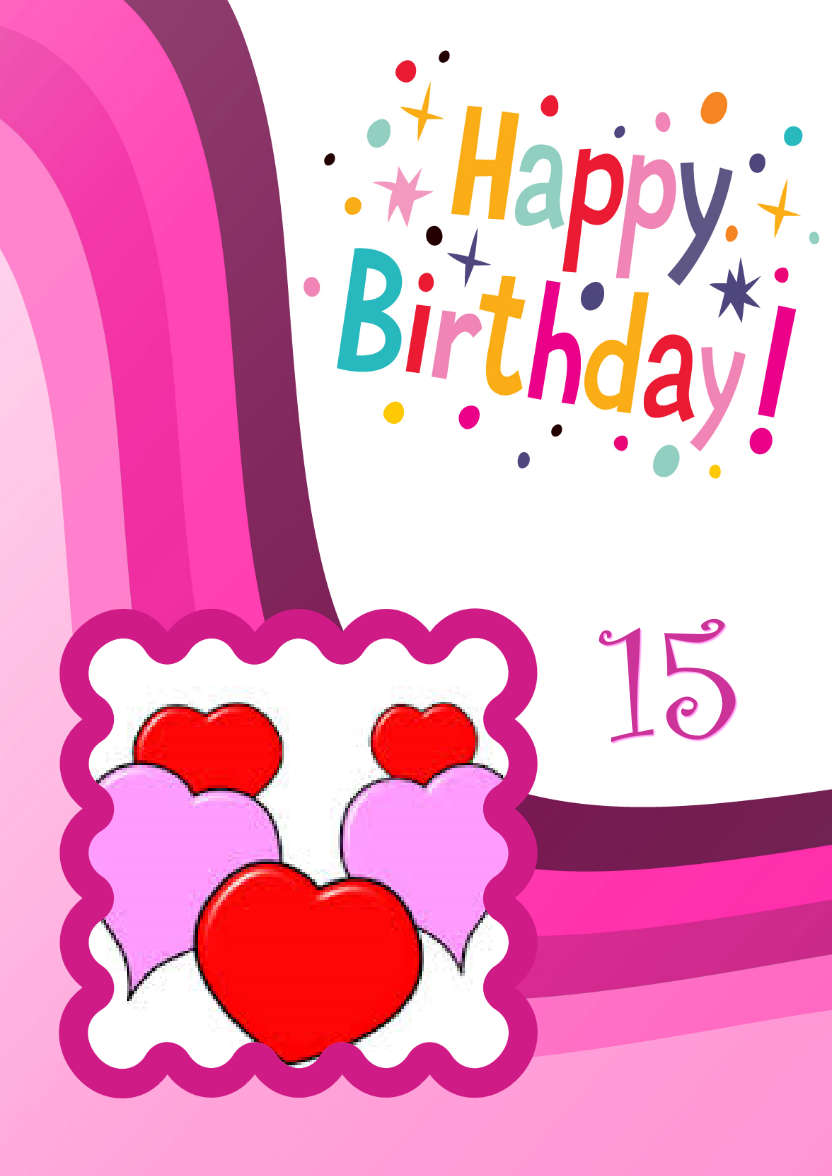 Pink Birthday Wave Card Front - card made with Crafty Bob's Card Creator