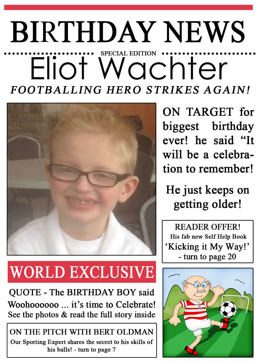 Football News Birthday Photo Upload Card - card made with Crafty Bob's Card Creator