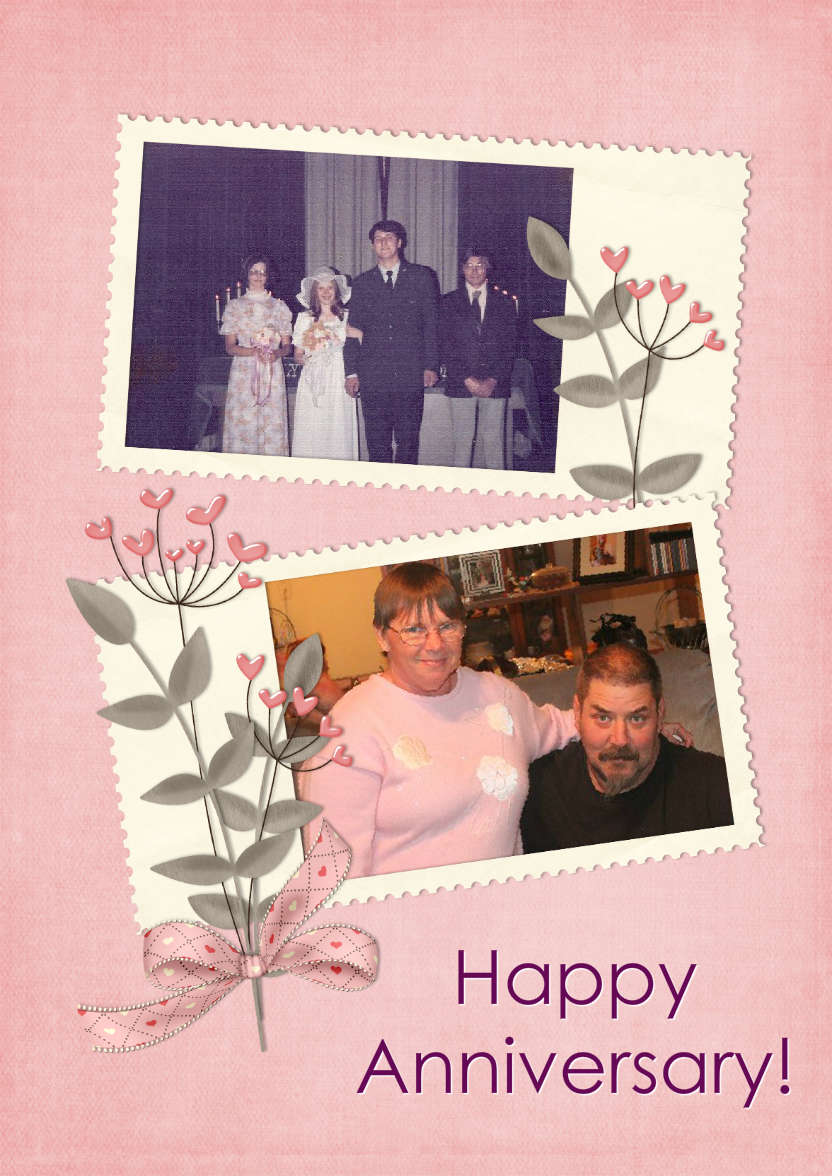 Scrapbook Style Anniversary Card - card made with Crafty Bob's Card Creator