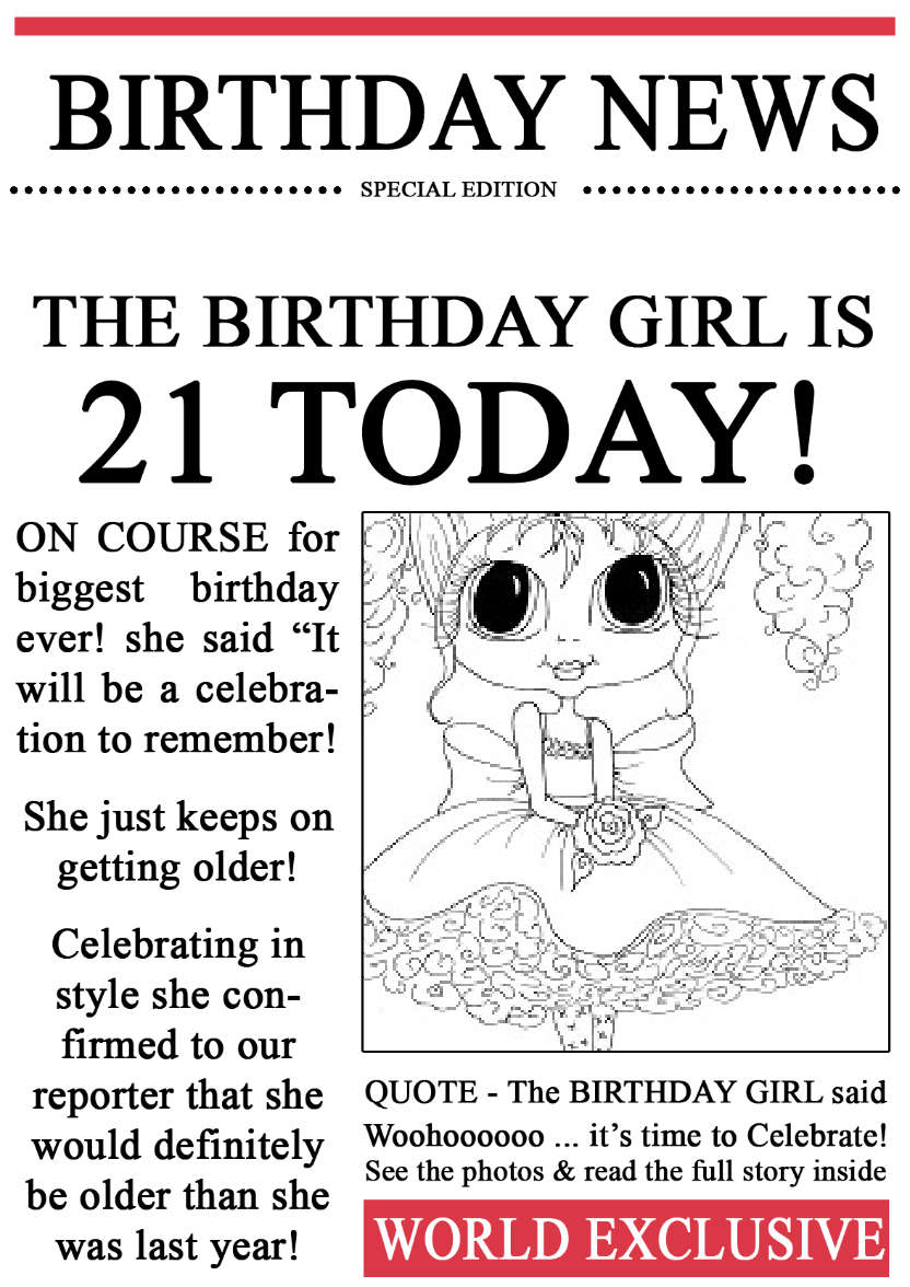 21 Today Birthday News Photo Upload Card - card made with Crafty Bob's Card Creator