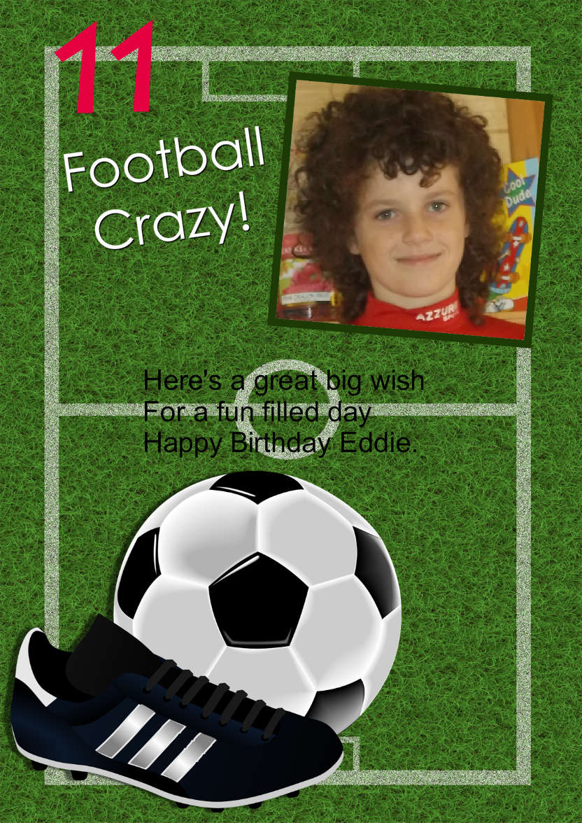 Football Aperture Photo Card - card made with Crafty Bob's Card Creator