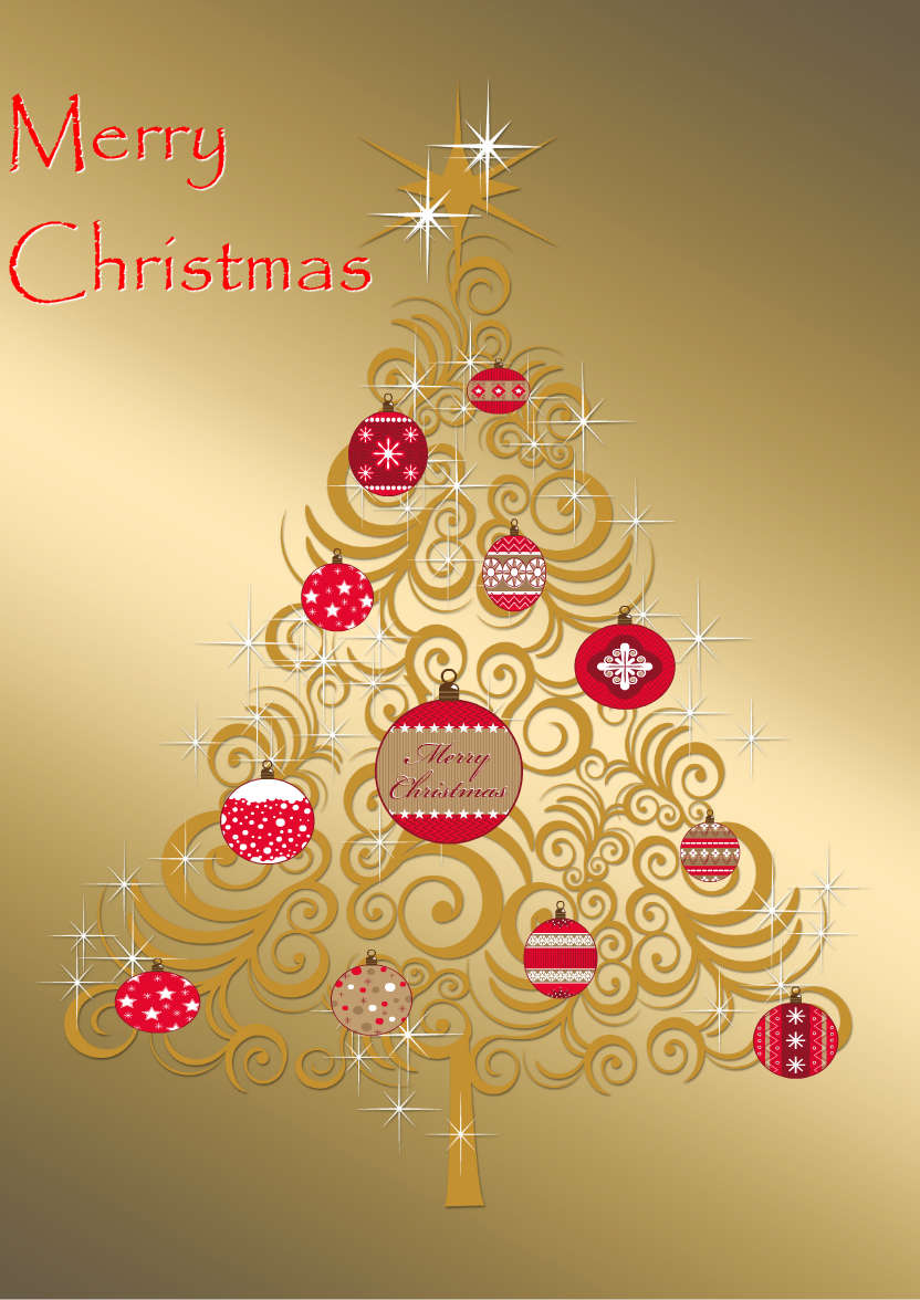 Gold Swirly Christmas Tree - card made with Crafty Bob's Card Creator
