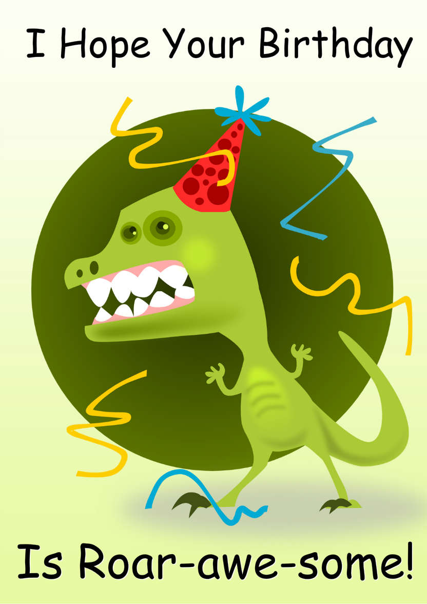 Roarsome Birthday Card - card made with Crafty Bob's Card Creator