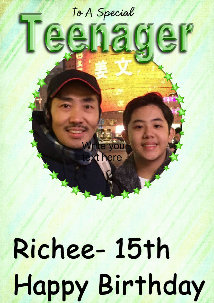 Special Teenager Card Boy - card made with Crafty Bob's Card Creator