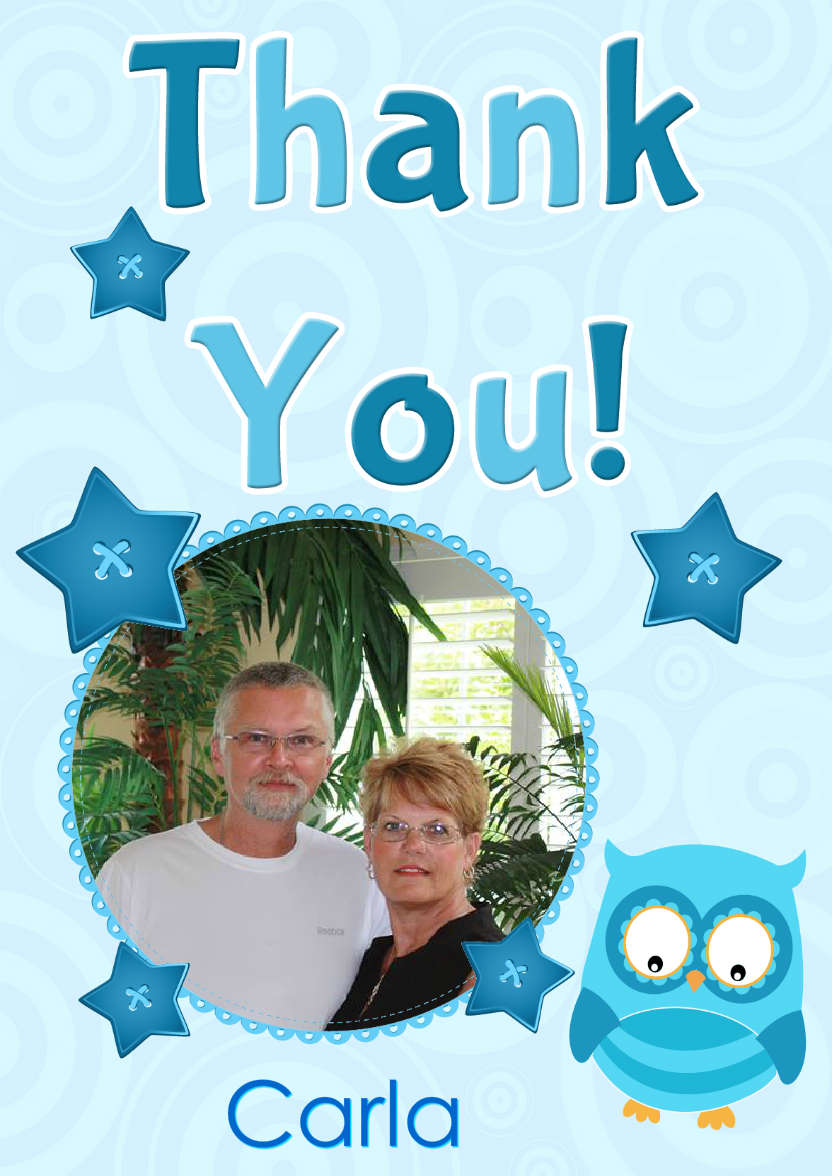Thank You Owl Photo Card - card made with Crafty Bob's Card Creator