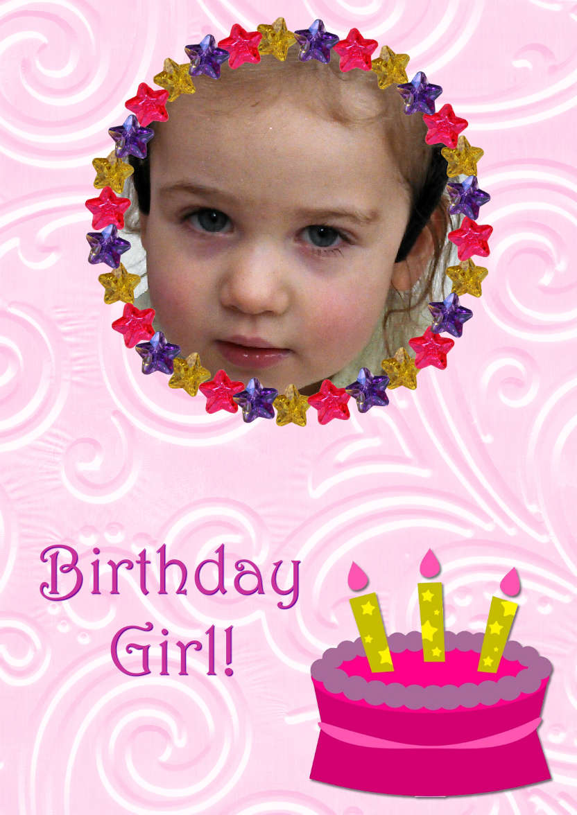 Star Frame Birthday Girl - card made with Crafty Bob's Card Creator