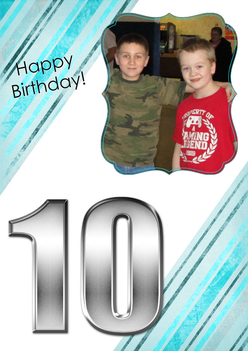 Grunge Stripes Age 10 Birthday Boy - card made with Crafty Bob's Card Creator