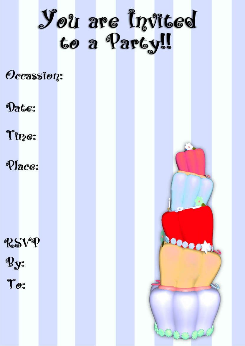 Blue Boys Cake Invitation - card made with Crafty Bob's Card Creator
