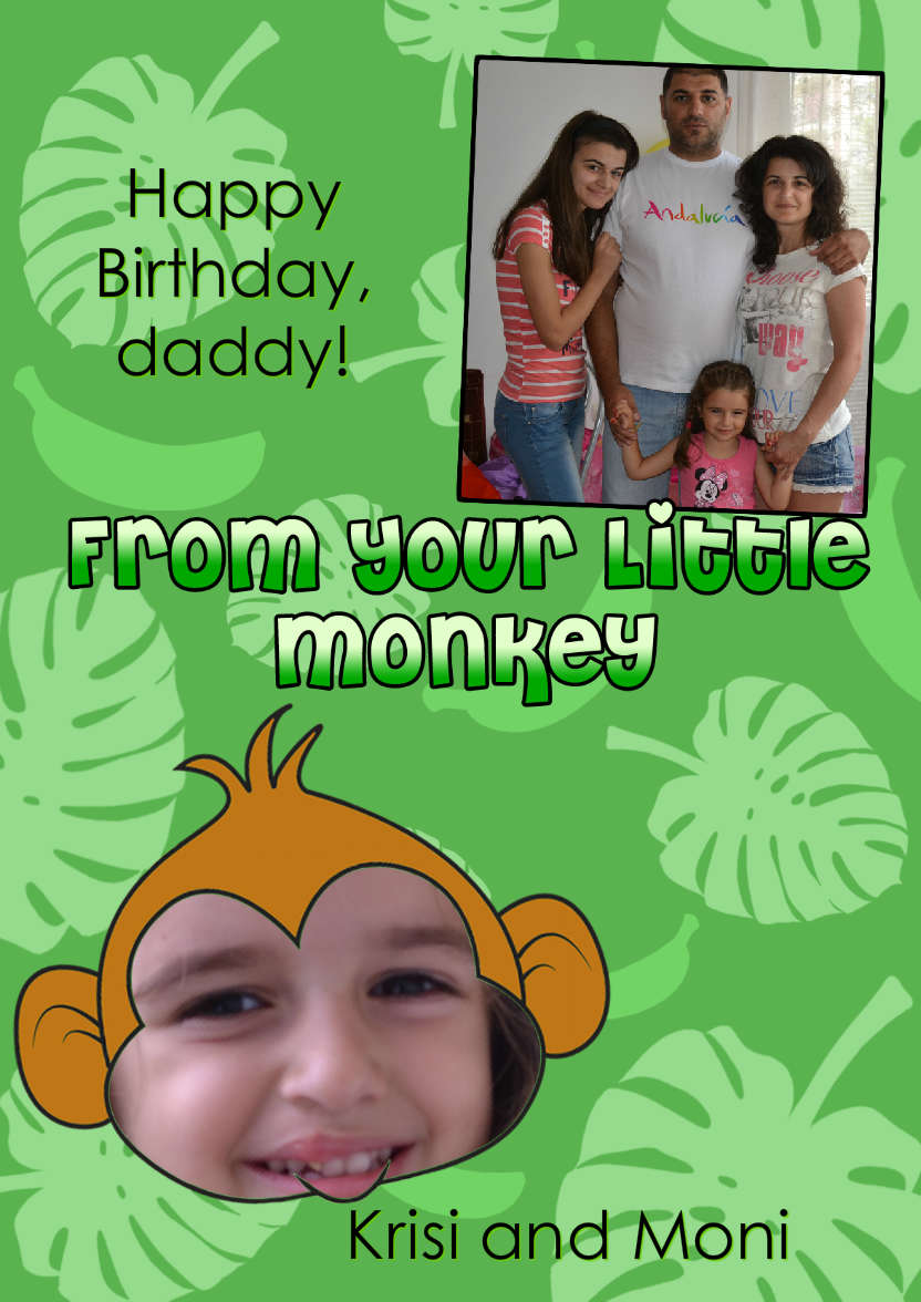 Little Monkey Photo Card - card made with Crafty Bob's Card Creator