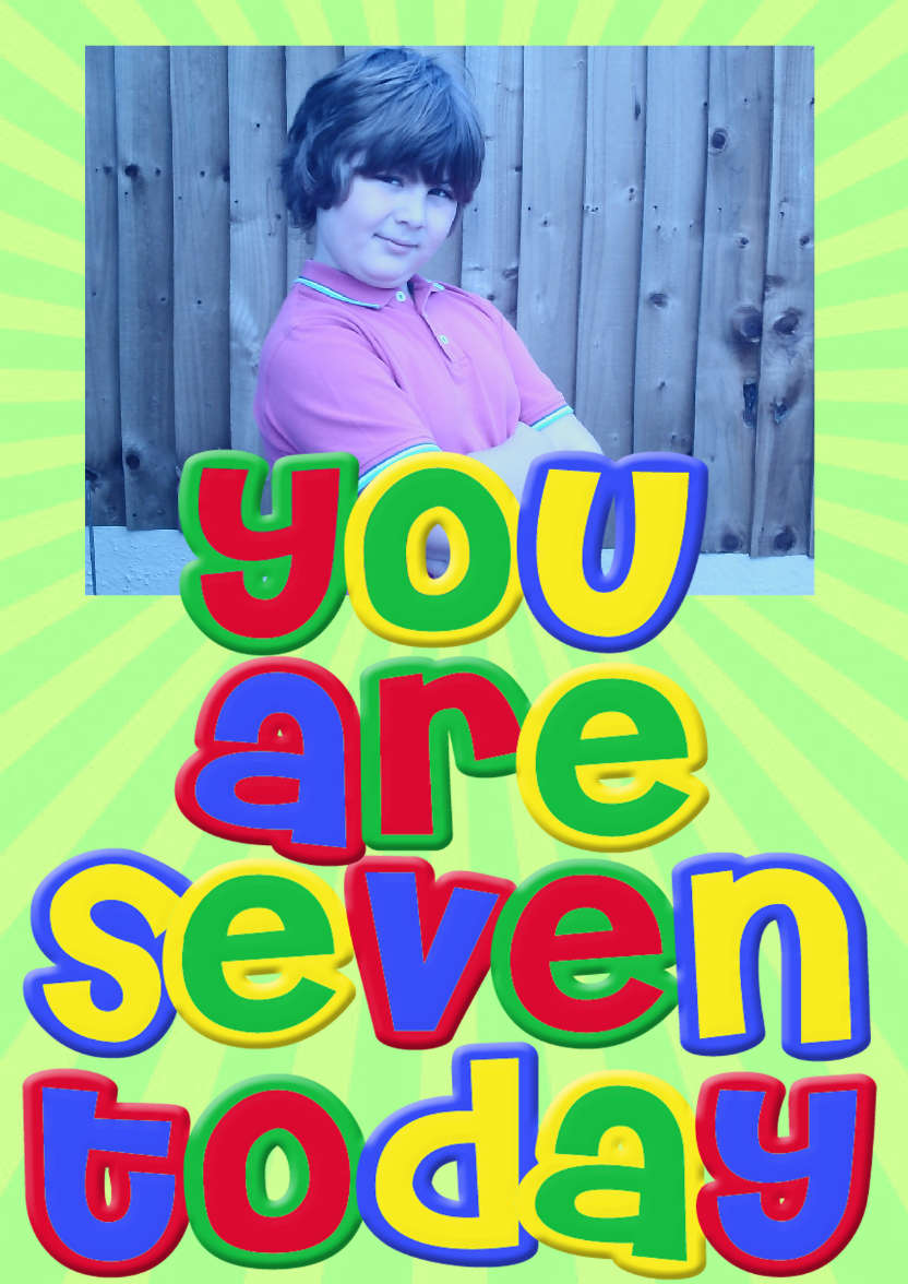 You Are Seven Boys Birthday Card - card made with Crafty Bob's Card Creator