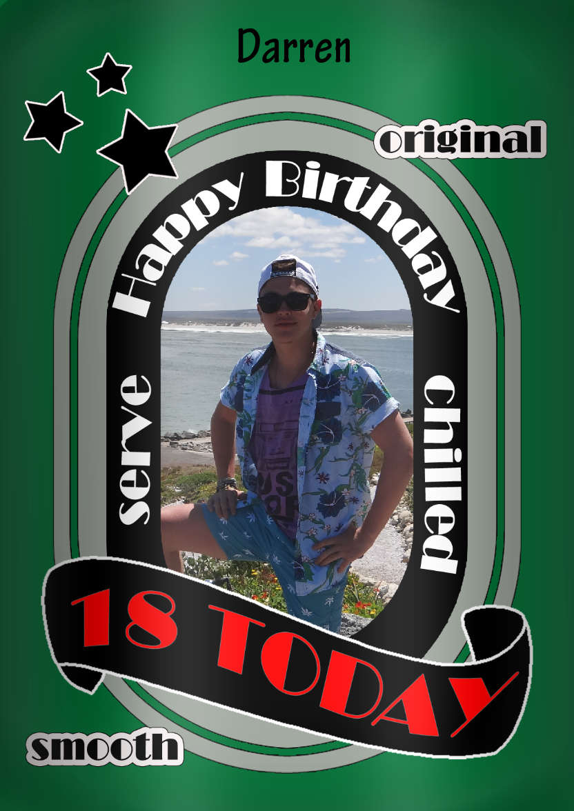Beer Can 18th Birthday Photo Upload Card - card made with Crafty Bob's Card Creator