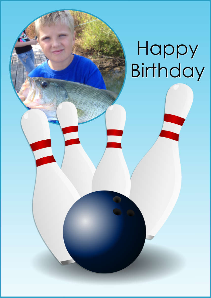 Ten Pin Bowling Aperture Card - card made with Crafty Bob's Card Creator
