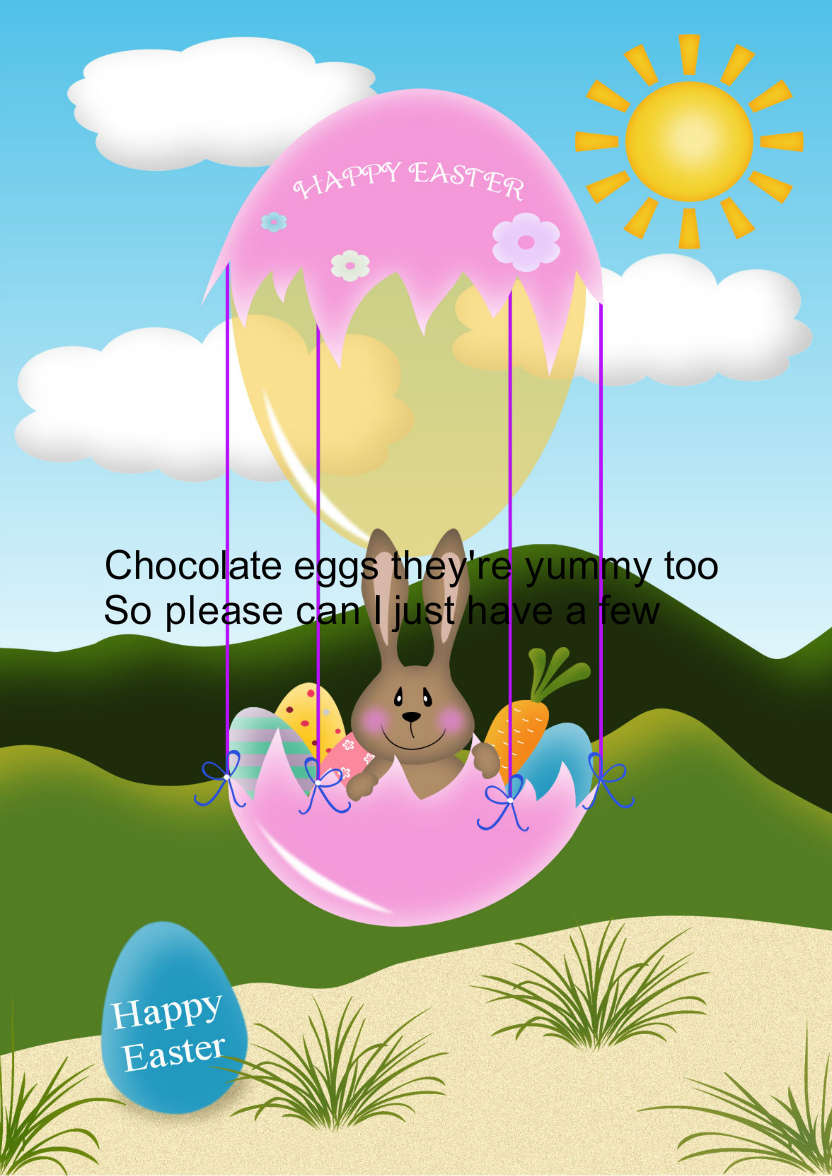 Easter Bunny in Air Balloon - card made with Crafty Bob's Card Creator