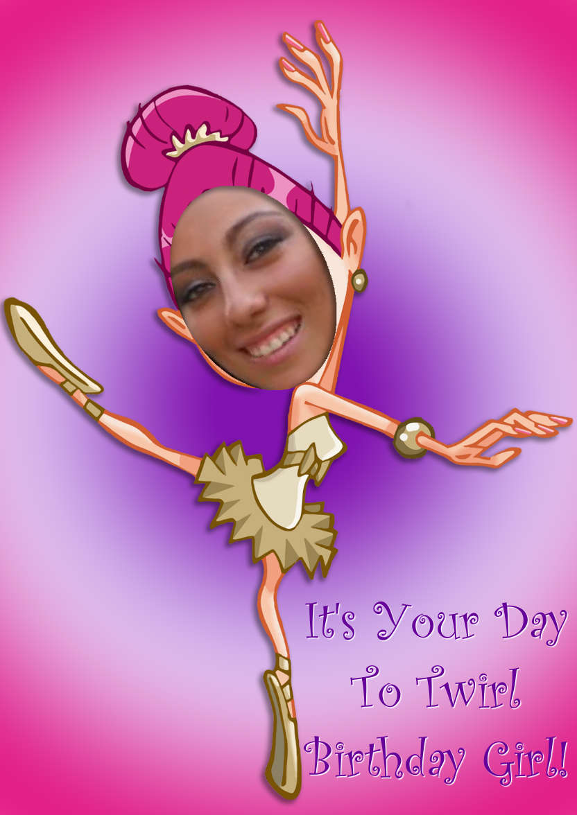 Birthday Ballerina Aperture Card - card made with Crafty Bob's Card Creator