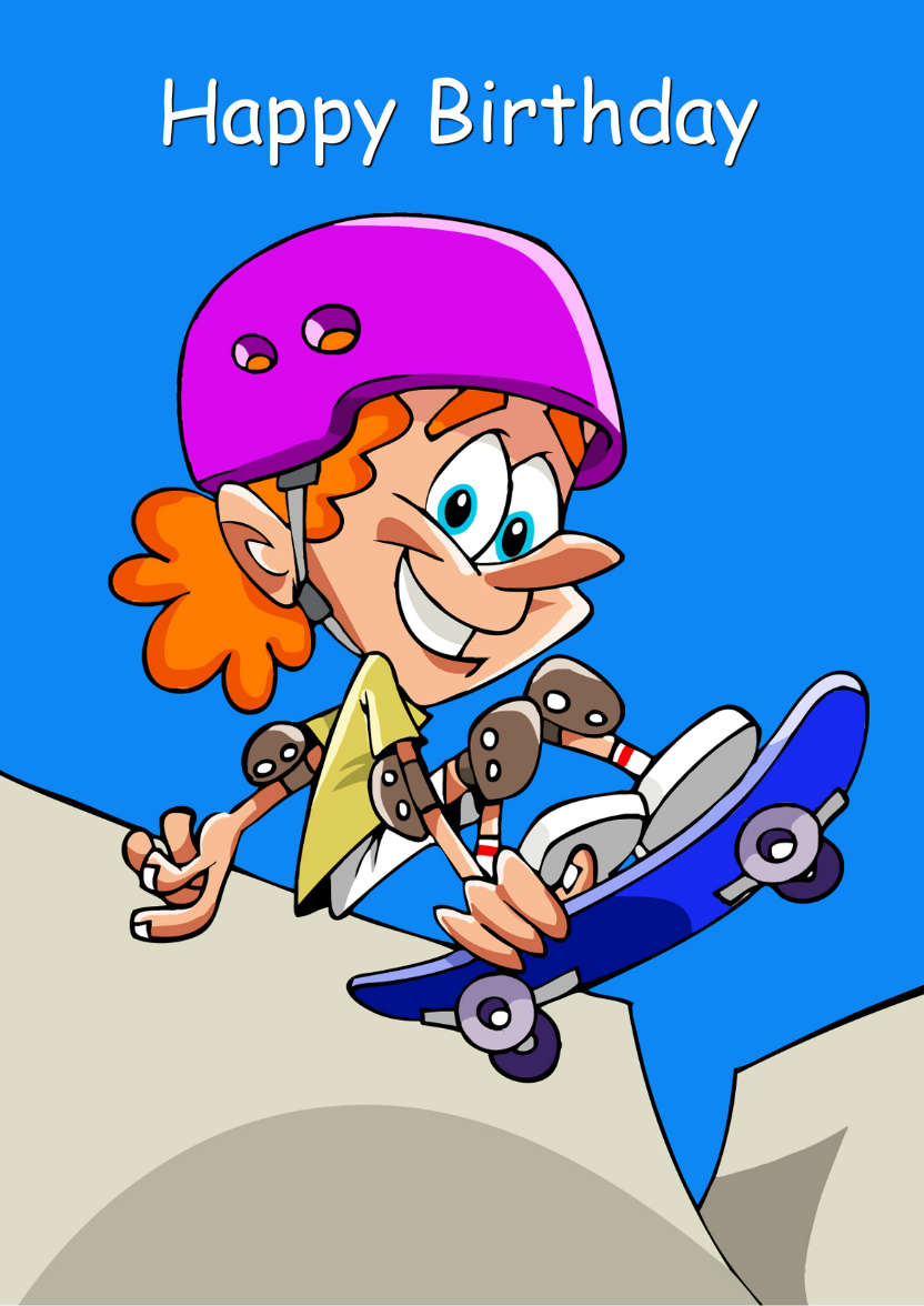 Skateboard Girl - card made with Crafty Bob's Card Creator