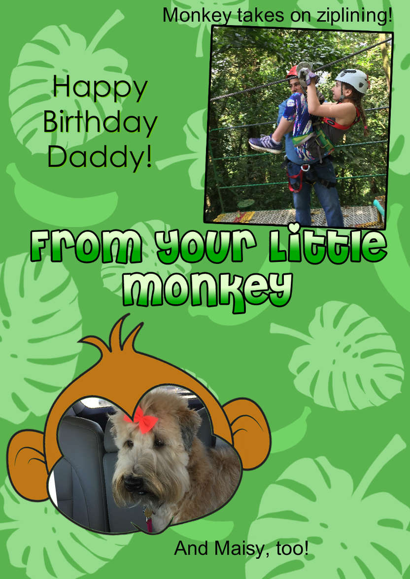 Little Monkey Photo Card - card made with Crafty Bob's Card Creator