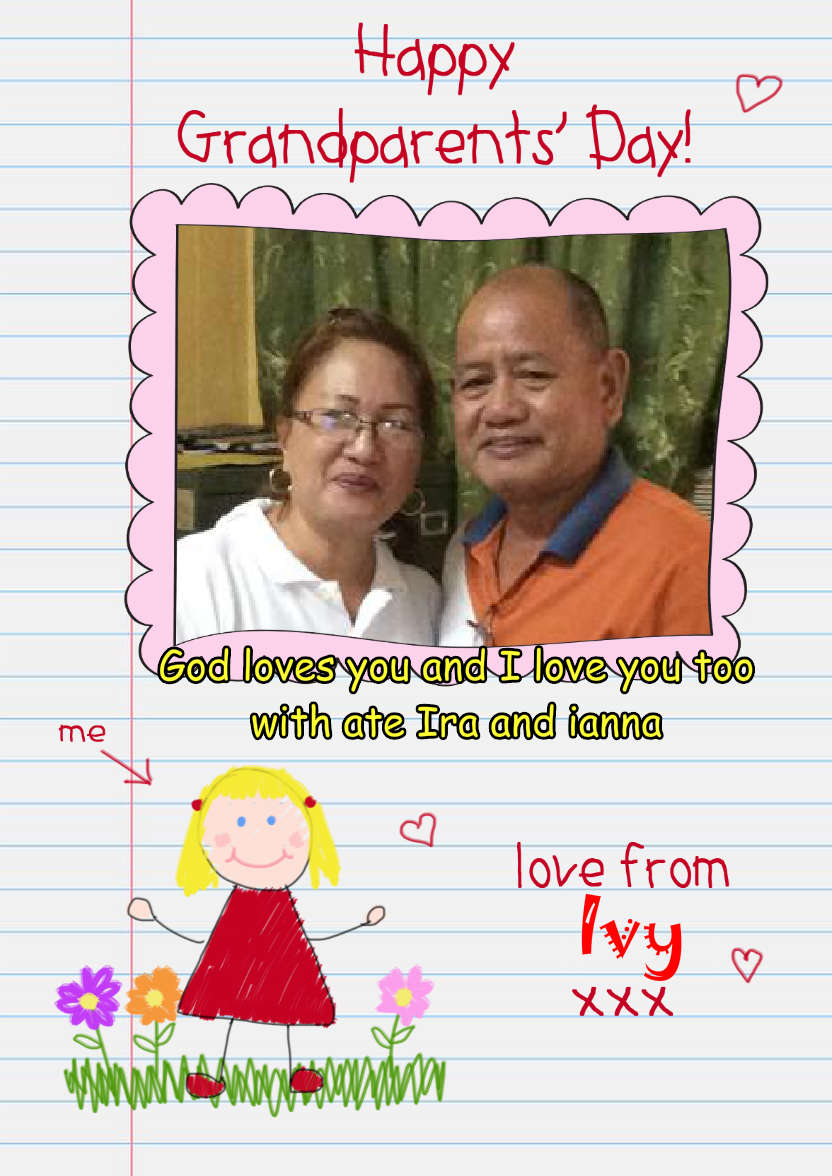 Grandparents Day Childs Drawing Aperture Girl - card made with Crafty Bob's Card Creator