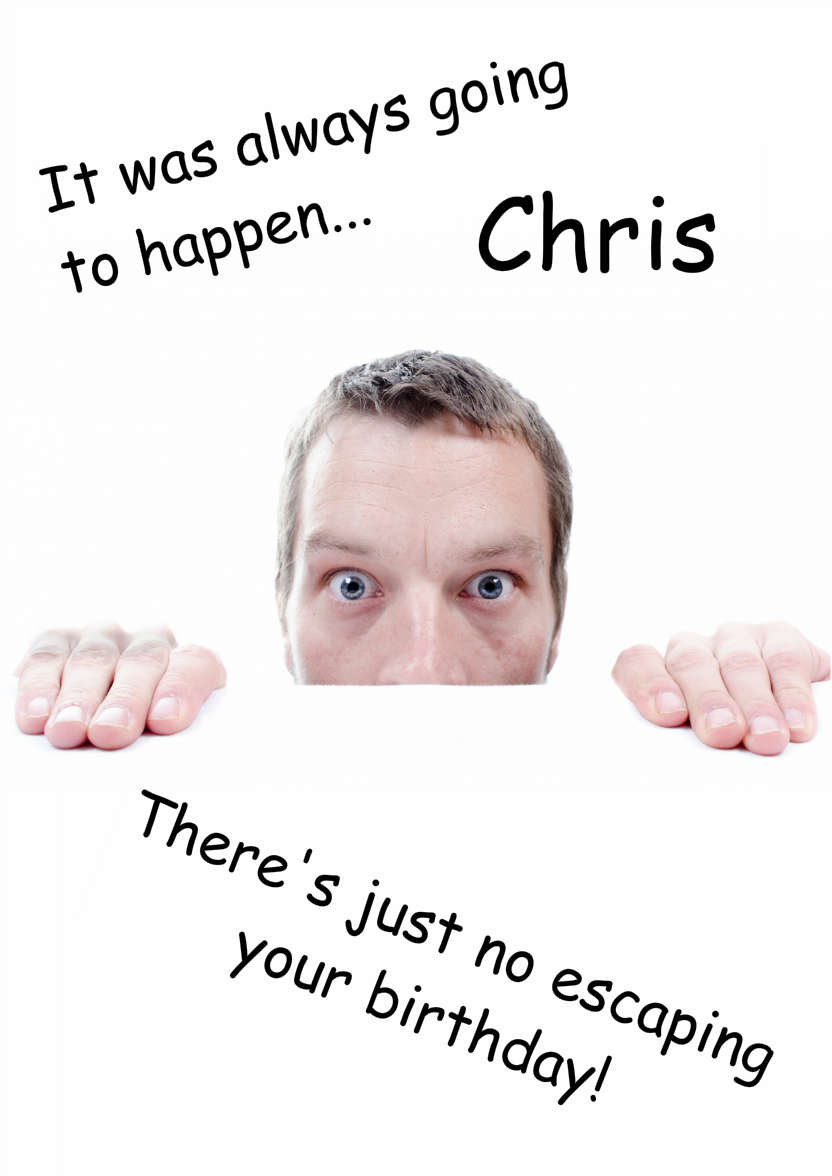 Frightened Man Humorous Card Front - card made with Crafty Bob's Card Creator